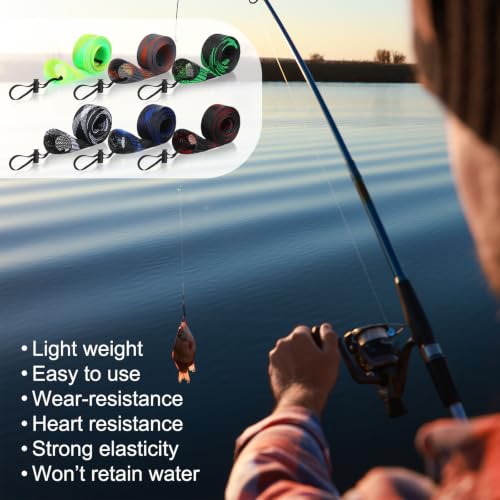 12 Pcs Fishing Rod Sleeves and Lure Wraps for Rods Poles (Green)
