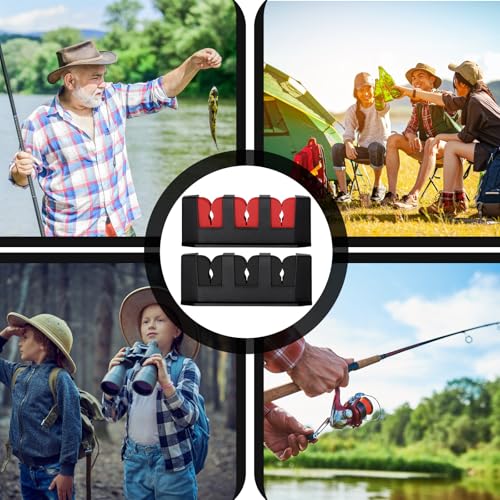 4 Pcs Rod Holders Fishing Boat Pole Holder (Black & Red / 7.8 Inch)