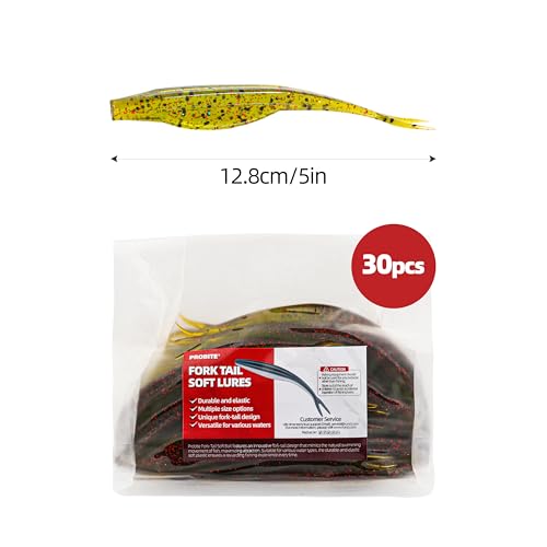 Fork Tail Soft Lures (5 Inch-30pcs / Watermelon Red)