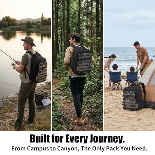 Fishing Backpack with Rod Holder Lightweight Water Resistant Tackle Backpack for Freshwater or Saltwater Large Storage High