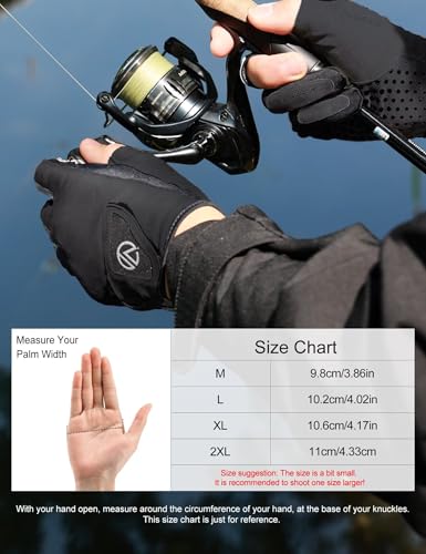 Fishing Gloves 3 Fingerless (Black / X-Large)