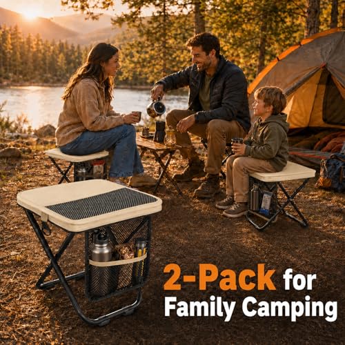 2 Pack Foldable Backpack Stool Portable Collapsible Pocket Chair