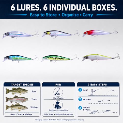 Floating Minnow Fishing Lures (B01-6PCS/0.3OZ-3.35")