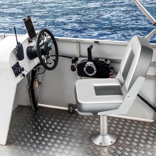2 Pack 20" High Back Boat Seat with Thickened Sponge Padding and Hinge Grey (Grey)