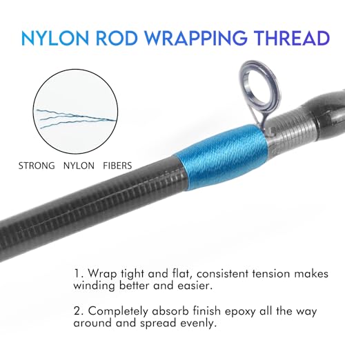 Nylon Fishing Rod Wrapping Thread for Guide Replacement (8 Pack Rainbow Color Nylon Thread)