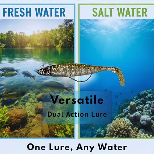 6-Pack - Swimming Minnow, Fishing Lures, Bass Lures, Treble Hook, Realistic Bait - Soft Plastic (26g / 13 CM) (26g / 13 CM)