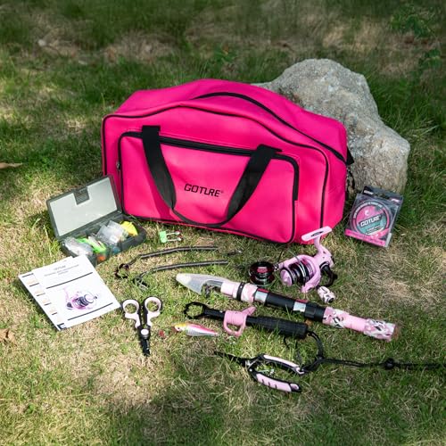 Pink Fishing Rod and Reel Combos (Pink Pole - Duffle Bag (w/ Bottle Opener) / 9FT/2.7M)