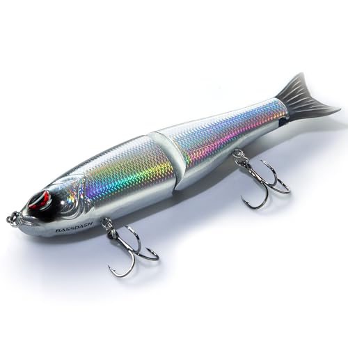 SwimShad Glide Baits Jointed Swimbait Bass Pike Salmon Trout Muskie Fishing Lure (Black/Silver / 4.5in/0.65oz)