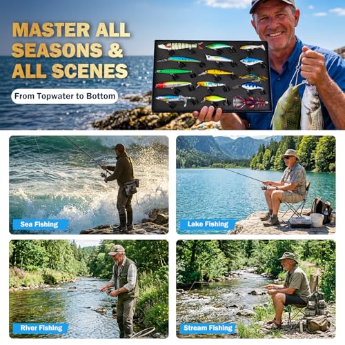 Bass Fishing Lures Kit (Bass/Trout fishing lures-A)