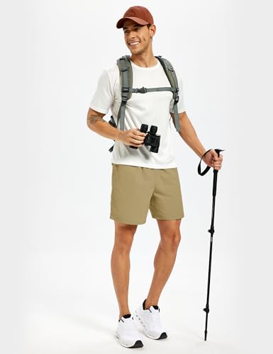Men's Hiking Fishing Shorts UPF 50+ Quick Dry Lightweight 6" Summer Casual Shorts with Zipper Pockets Khaki (Large / Khaki)