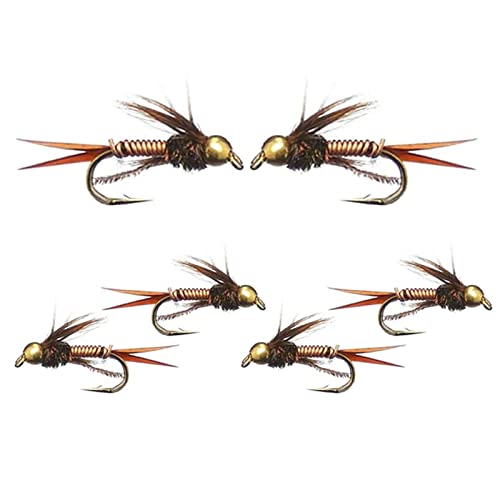 24Pcs Fly Fishing Flies Trout Lures Fishing Tackle Fly Fishing Flies with Boxed Trout Bass Artificial Fish Bait (24Pcs-Brasshead Nymph)