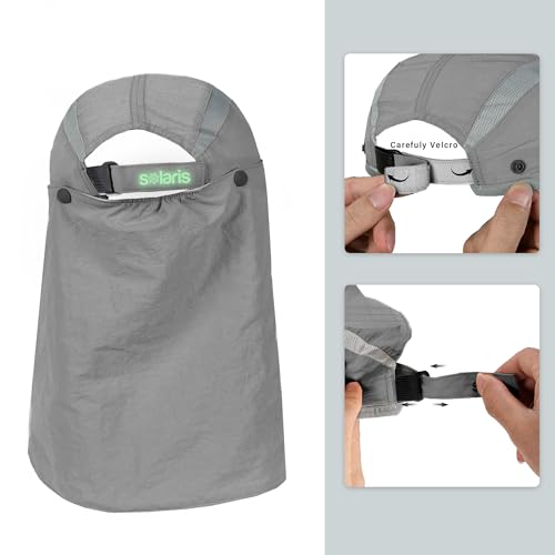UPF 50+ Fishing Hat with Removable Neck Flap (Light Grey)