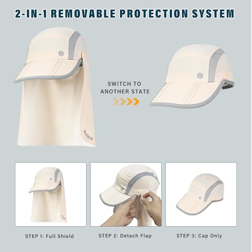 UPF 50+ Fishing Hat with Removable Neck Flap