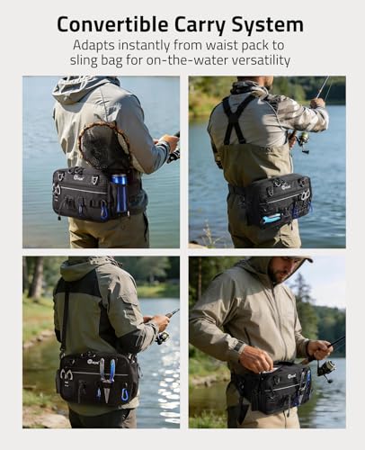 Fishing Tackle Bag Waist Pack with Rod Holder