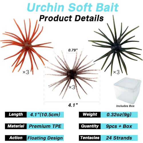 Urchin Bait for Bass Fishing (Classic Bass Mix - 4.1" - 9PCS)