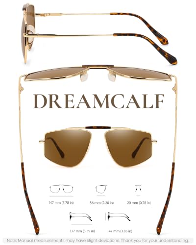Tangle Free Polarized Aviator Sunglasses for Women (A03- Gold/Brown)