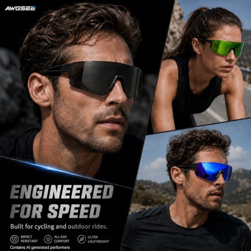 3 Pack Polarized Sports Sunglasses UV400 (A9-black+blue+green)