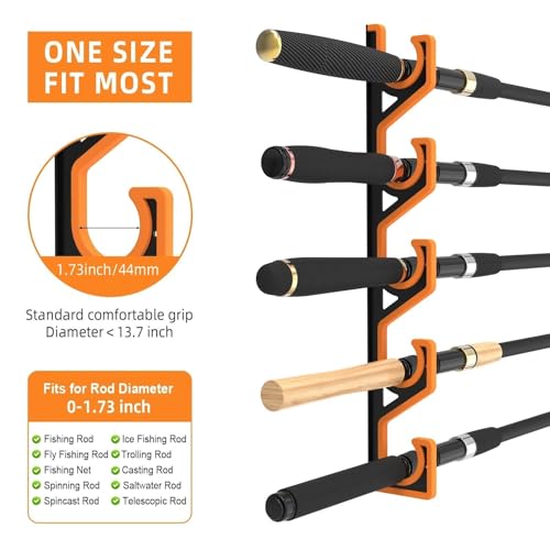 4 Pack Horizontal Fishing Rod Holders for Garage Wall & Ceiling (4 Pack)