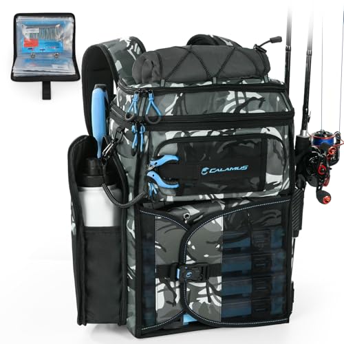 GearMaster Fishing Backpack with Bait Binder (Black Camo)