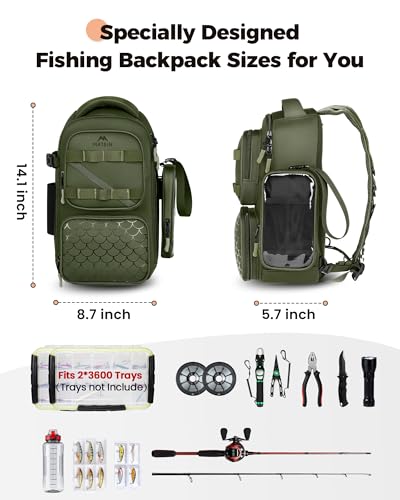 Fishing Sling Bag for Men (Olive Green / 14.1 X 8.7 X 5.7 inches)