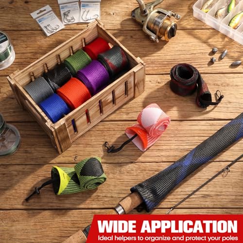 Lengthen Fishing Rod Sleeve Socks Covers Braided Mesh Rod Protector Fishing Tools Accessories for Bait Casting Sea (Dark Color / 67 x 0.18 in)