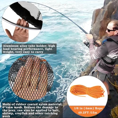 Large Collapsible Bridge Pier Fishing Net Landing Net with Rod
