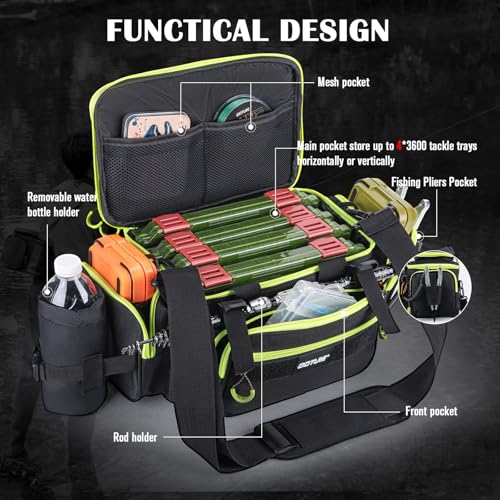 Fishing Tackle Bag with 4 3600 Tackle Boxes (C2:Black Green with 4 Tackle Boxes / Small)