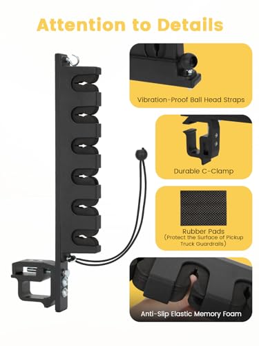 Upgraded Truck Bed Fishing Rod Rack (6 Rods for Truck Bed)