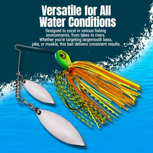 Spinner Bait Compact Profile Fishing Lure with Flash and Vibration for Bass (Tennessee Shad / 3/8 Oz)