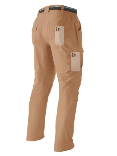 Men's Hiking Cargo Work Pants Lightweight Quick Dry Water Resistant 6 Pockets Fishing Camping Outdoor Stretch Pants Khaki (Small / Khaki)