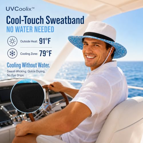 UvCoolix™ Cooling Sweatband Breathable Bucket Waterproof UPF50+ Sun Hat Big Head Unisex Wide Brim Boonie Fishing