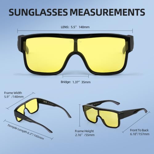 Polarized Fit Over Glasses Sunglasses for Men Women UV Protection (05-yellow)