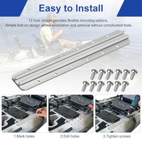 Kayak Track Kayak Rail Accessories Mount for Fishing Rod (12 In)