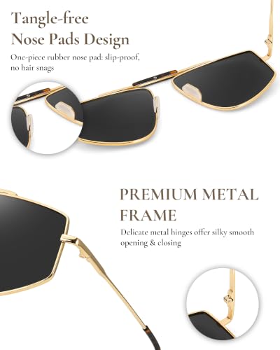 Tangle Free Polarized Aviator Sunglasses for Women (A02- Gold/Grey)