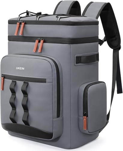 Backpack Cooler Insulated Leakproof 50Cans Lunch Ice Chest Bag Double Deck (Gray)
