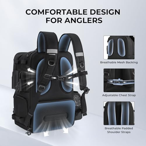 BaitSpace 50L Fishing Backpack with 4 Tackle Boxes