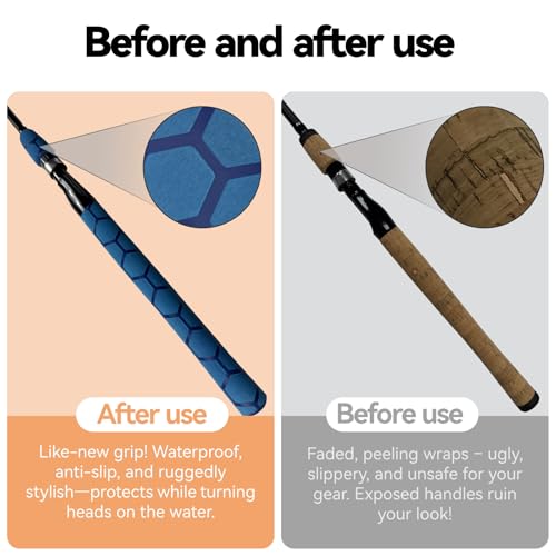 Hex Pattern Fishing Rod Shrink Wrap for Ice Hockey Stick (25mm dia. x 5.25 ft long / Blue)