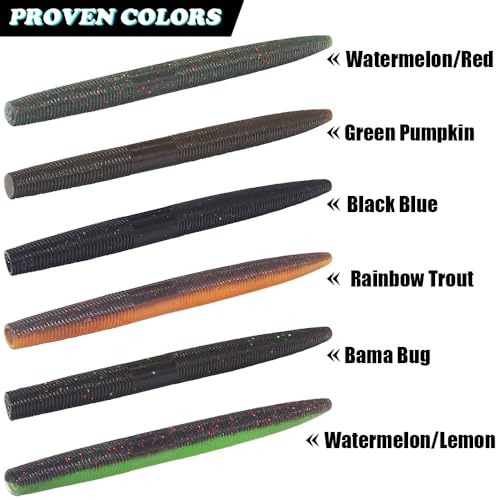 Wacky Worms Soft Plastic for Bass Fishing Lures (5-Bama Bug / 4")