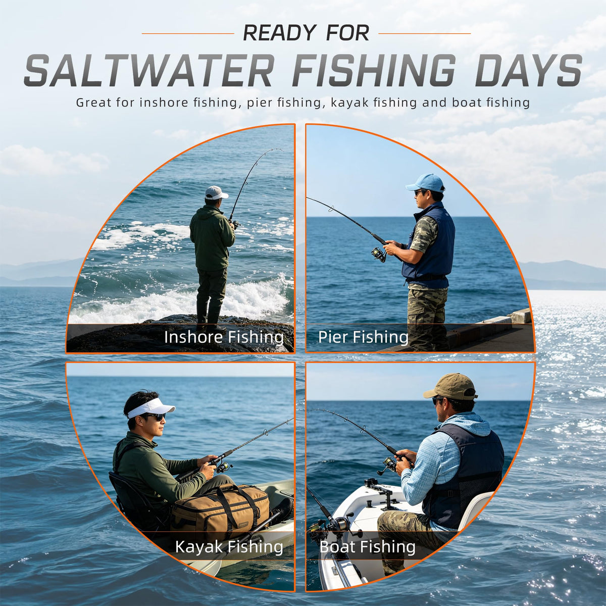 4 Piece Saltwater Fishing Tool Kit (7.5“ Orange Kit)