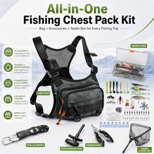 Fishing Chest Pack Vest Bag w (Green)