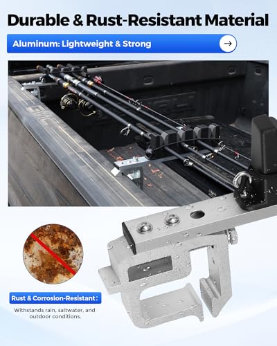 Truck Bed Fishing Rod Holders for 6 Rods (6 Rods for Truck Bed)