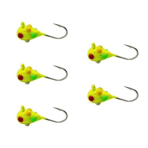 Tungsten Ice Fishing Jig Set (Wonder Bead Chartreuse Glow / 5MM, 1/15 OZ)