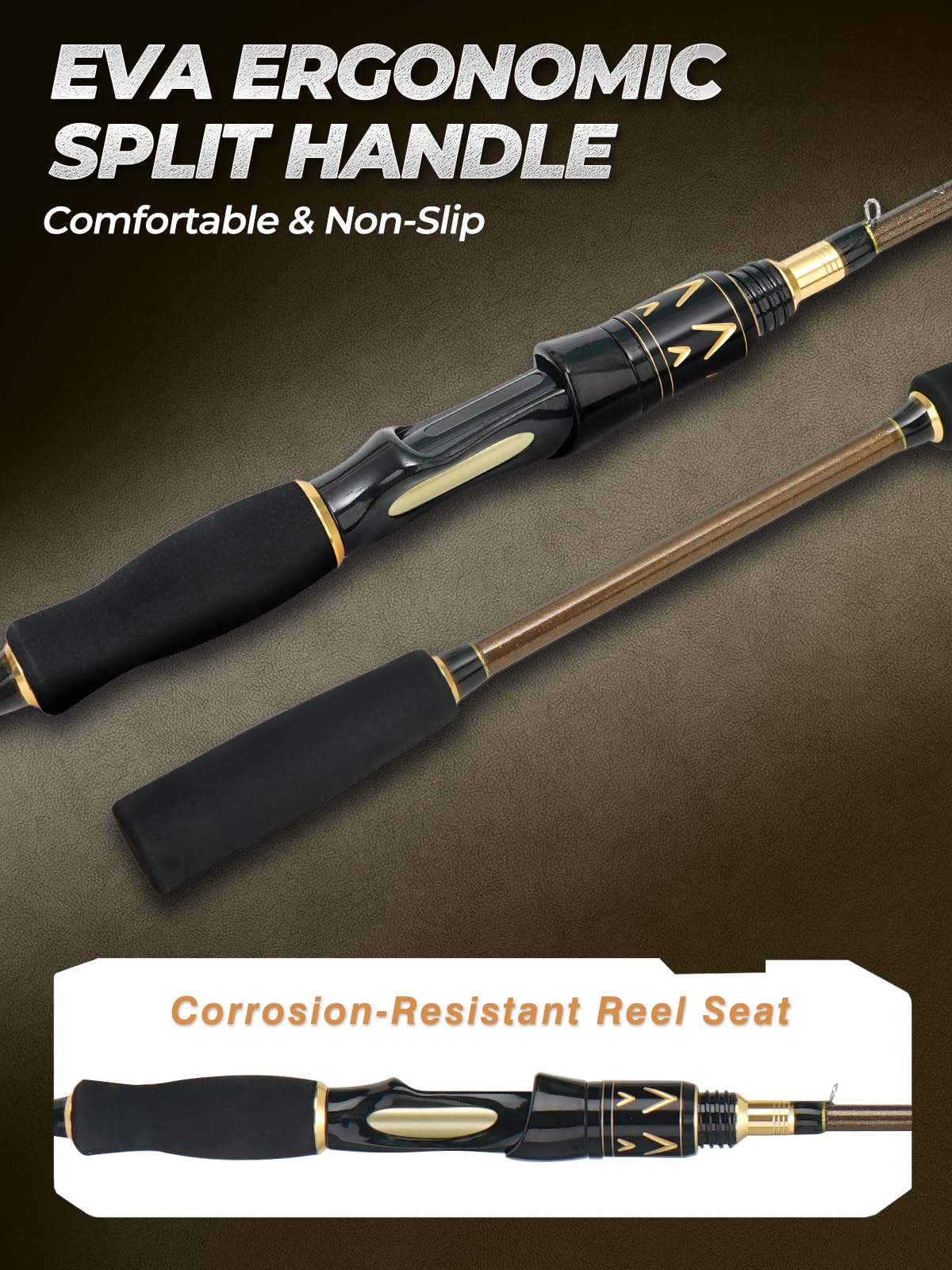 6'6" Casting Fishing Rod (6'6"-Medium-Fast-Black)