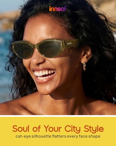 Modern Edgy Cat Eye Sunglasses for Women (Transparent Green/Gray)