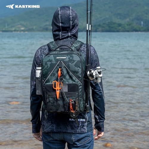 KastMate Fishing Backpack With 2 Rod Holders (B: Black Camo)