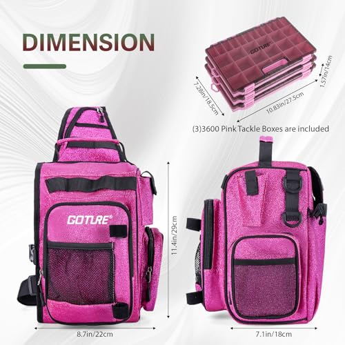 Pink Fishing Rod and Reel Combo (Pink Pole - Sparkling Sling Bag with 3600 Trays / 6FT/1.8M)