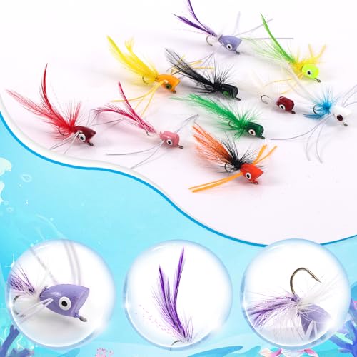 20Pcs Fly Fishing Popper Flies (20pcs Fly Fishing Poppers)