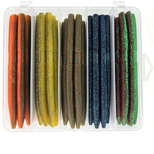 40PCS 5.5" Senko Worms for Bass Fishing Kit