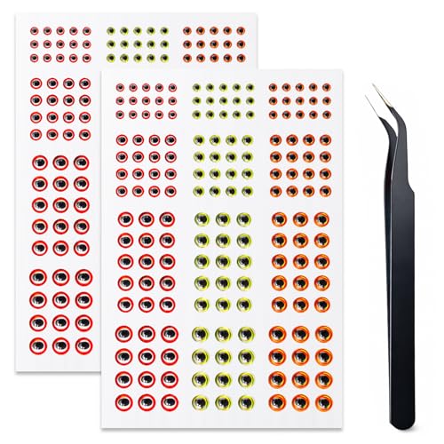 3D 4D 5D Fishing Lure Eyes Assortment with 1 Piece Tweezer for Making Fish Bait Fly Tying Streamers Crafts DIY Accessory