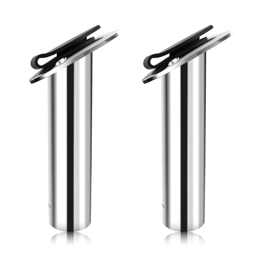 30 Degree Fishing Rod Holder 2 Pack (Stainless Steel - 30 Degree with Cap)